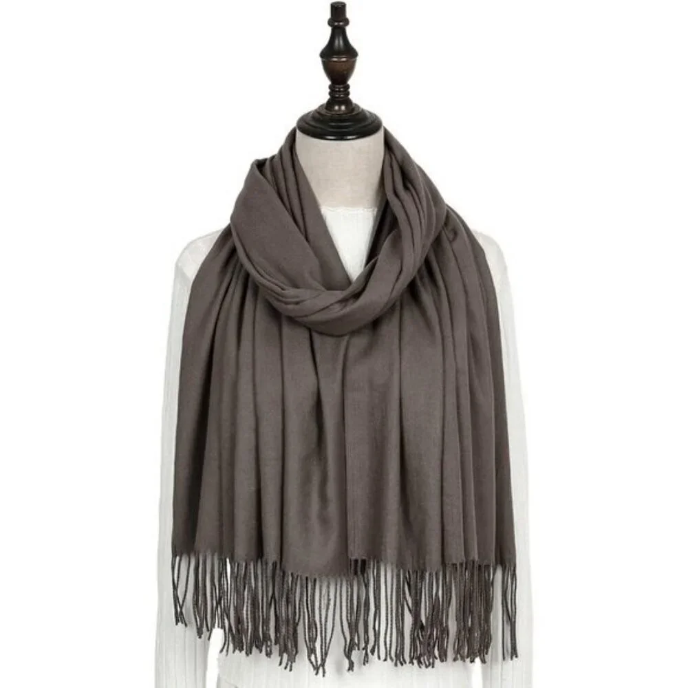 ⚡Women Gunmetal Pashmina Shawls Evening Dress Bridesmaid Winter Warm Long Scarf